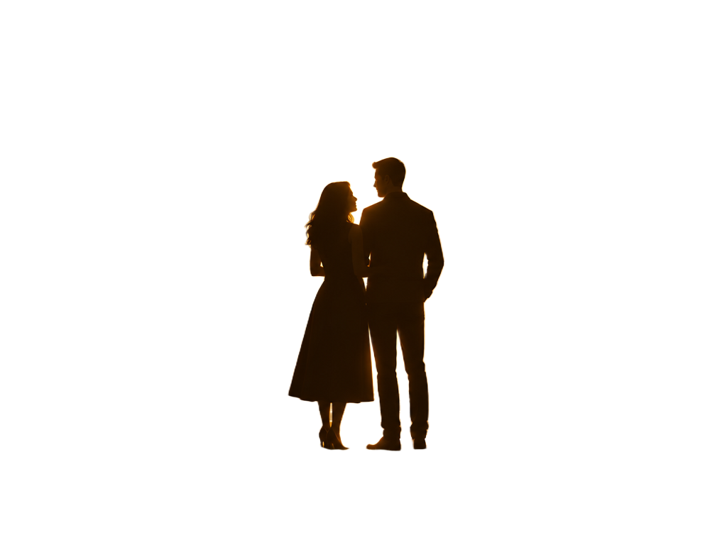 Silhouette of a couple in golden light