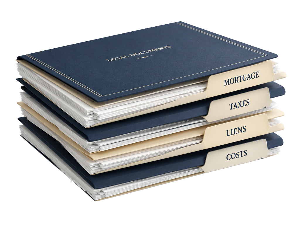 Stack of mortgage, tax and lien folders