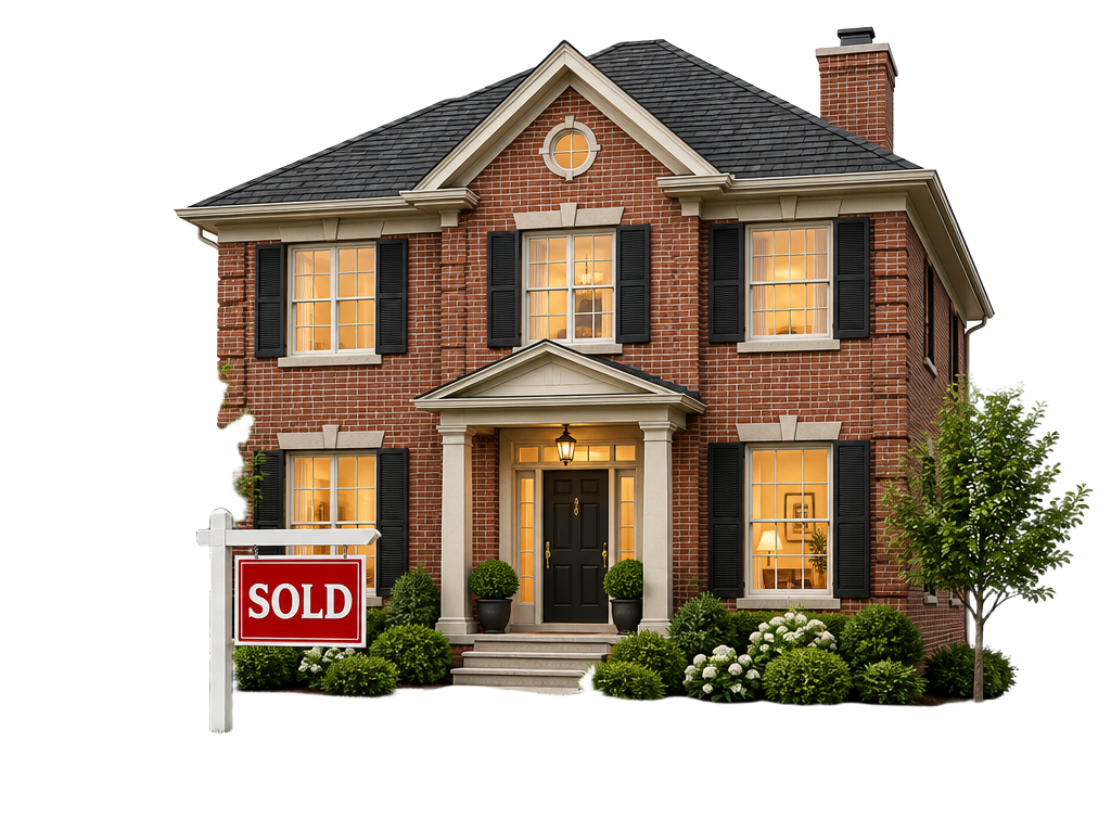 Brick home with a SOLD sign
